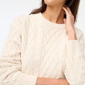 JCREW Cotton Cable-Knit Ivory Sweater